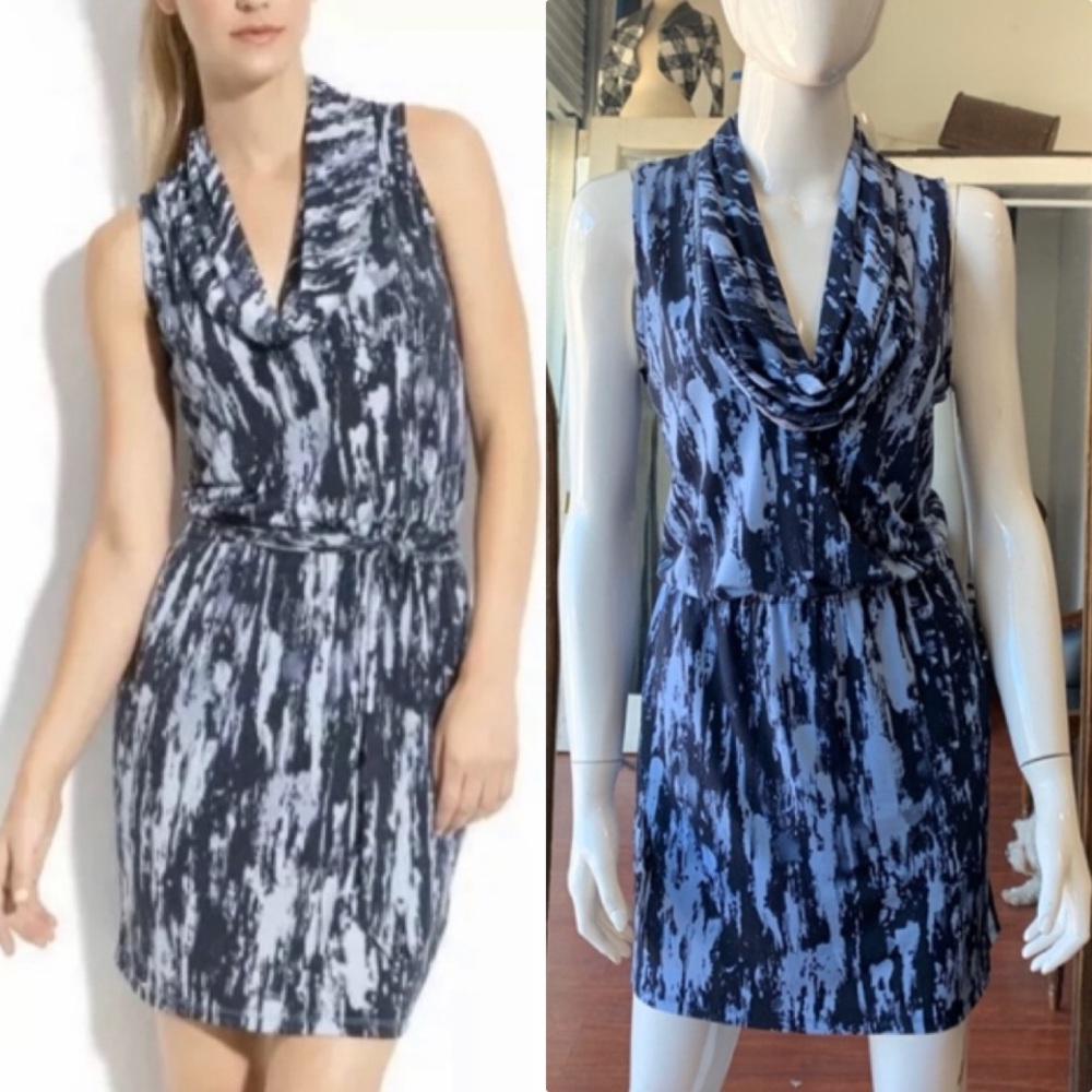 Michael Kors Blue and White Midi Dress